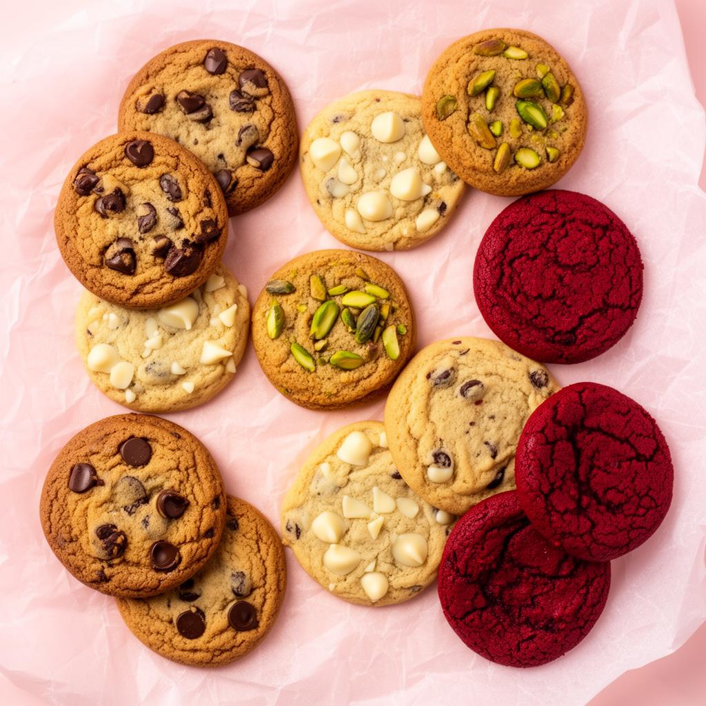 Assorted gourmet cookies on parchment